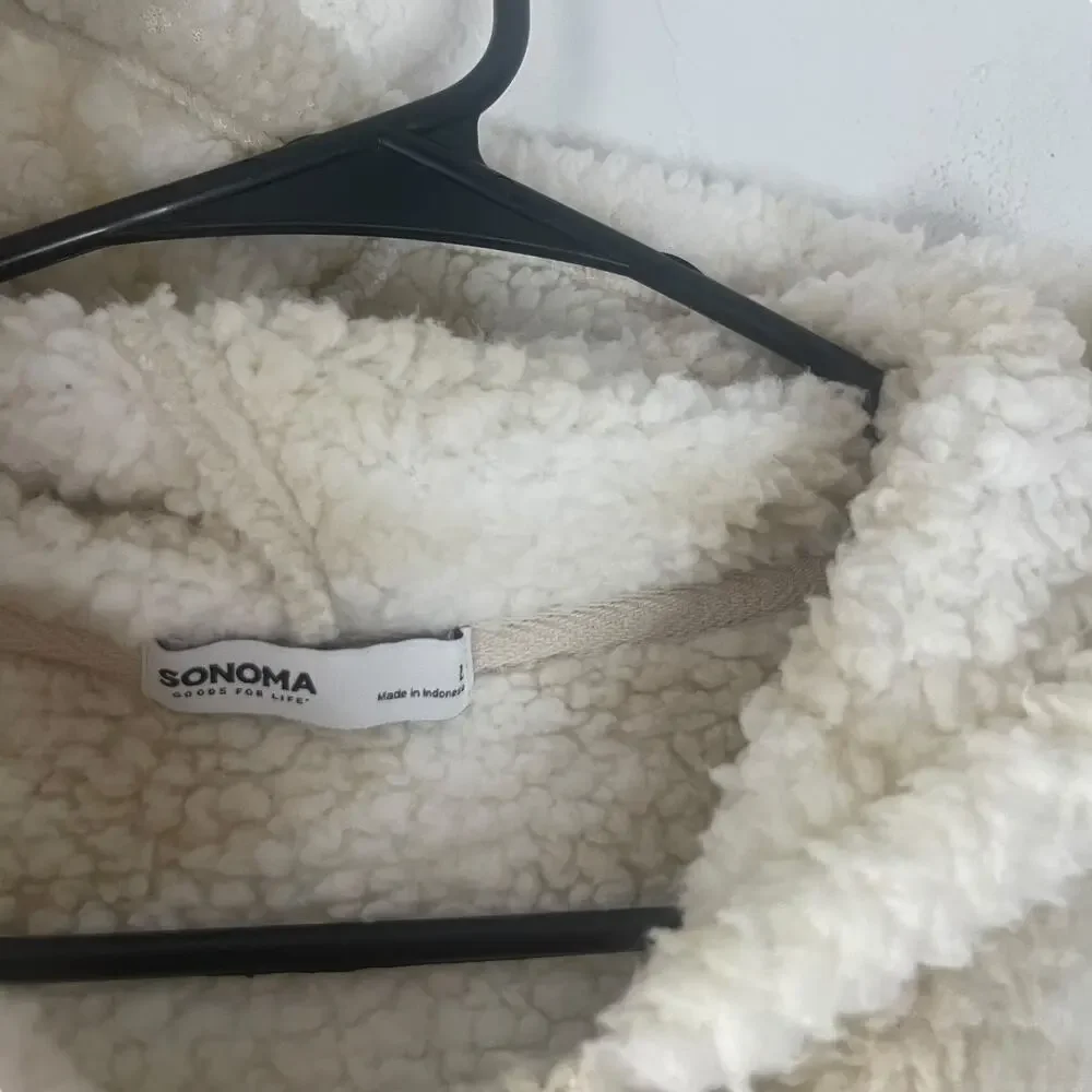 Sonoma Women's Size Large Sherpa Tan Cream‎ Sherpa Hooded Sweater